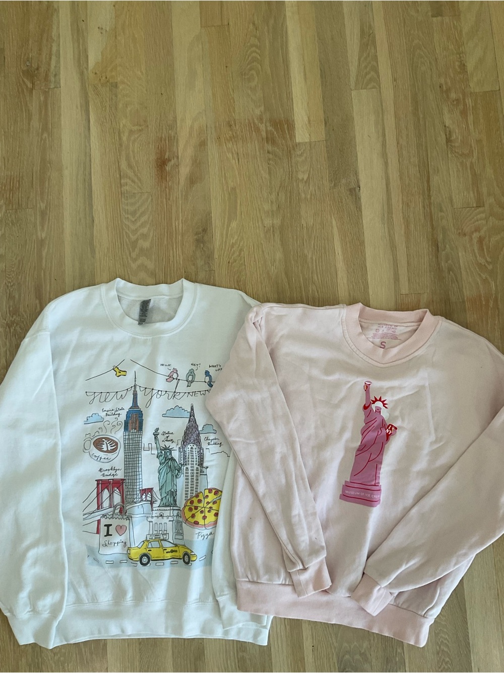 White & Pink New York Graphic Sweatshirt Set